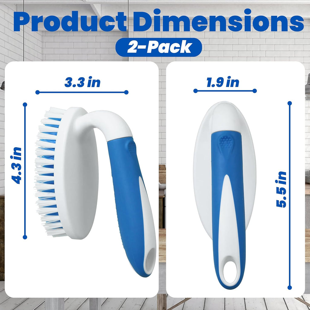 Scrub Brush, 2 Pack Household Cleaning Brushes with Stiff Bristles, Scrubbing Brush for Carpet, Shower, Bathtub, Kitchen, Pool Tile, Bathroom Scrubber, Small