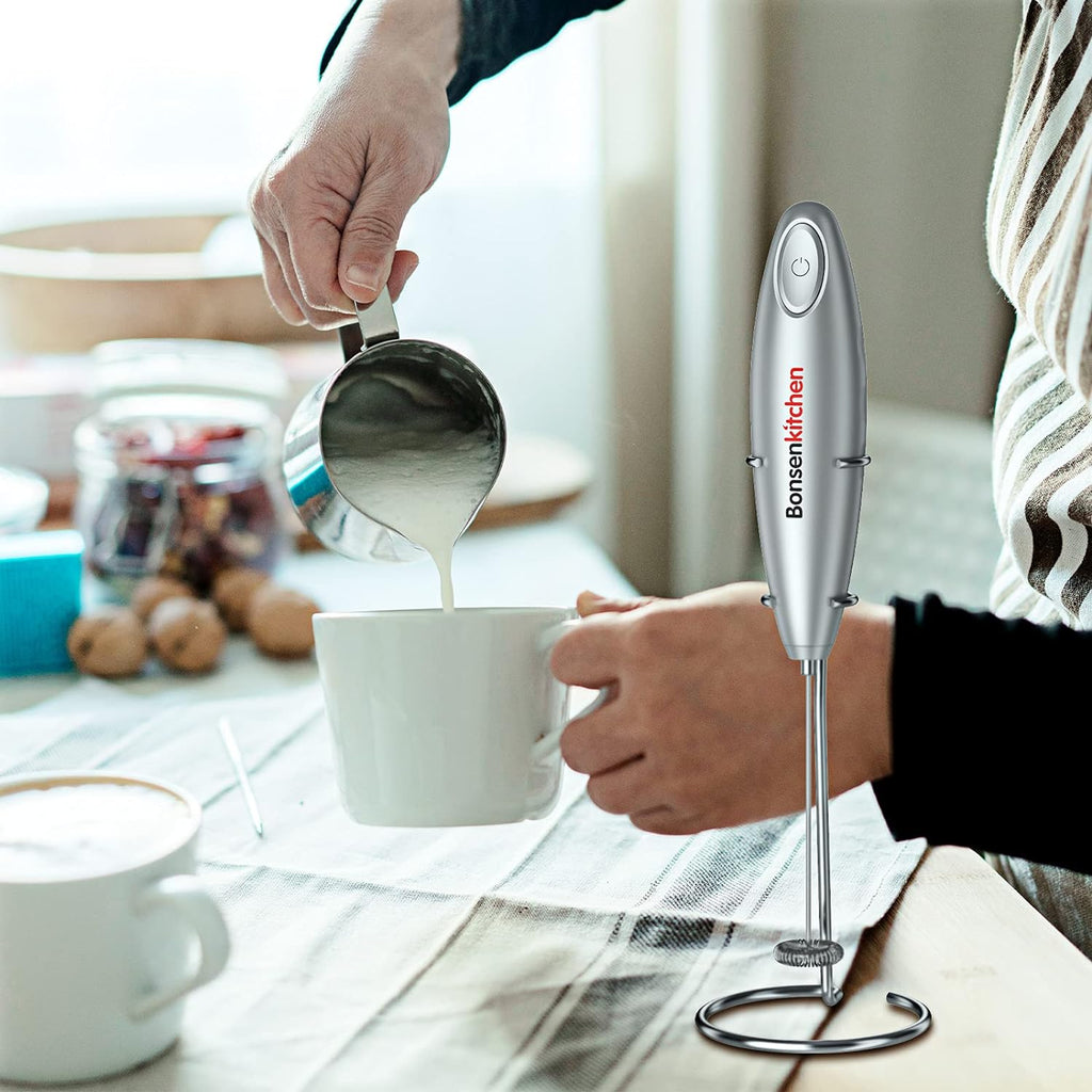 Electric Milk Frother Handheld, Portable Whisk Milk Foam Maker, Drink Mixer for Coffee, Matcha, Electric Stirrer Coffee Mixer, Battery Operated(Not Included)