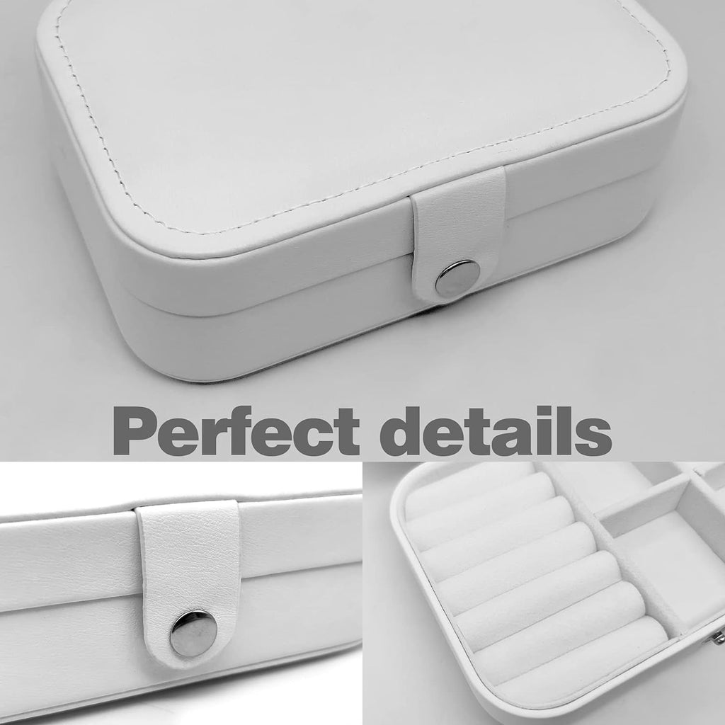 Small Jewelry Box - Mini Jewelry Box - Women Travel Jewelry Case, Portable Small Jewelry Organizer for Rings Earrings Necklace, Gifts for Girls Women (White)